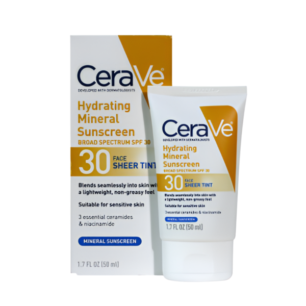 CeraVe Hydrating Mineral Sunscreen Broad Spectrum SPF30 For Face Sheer Tint 50ml